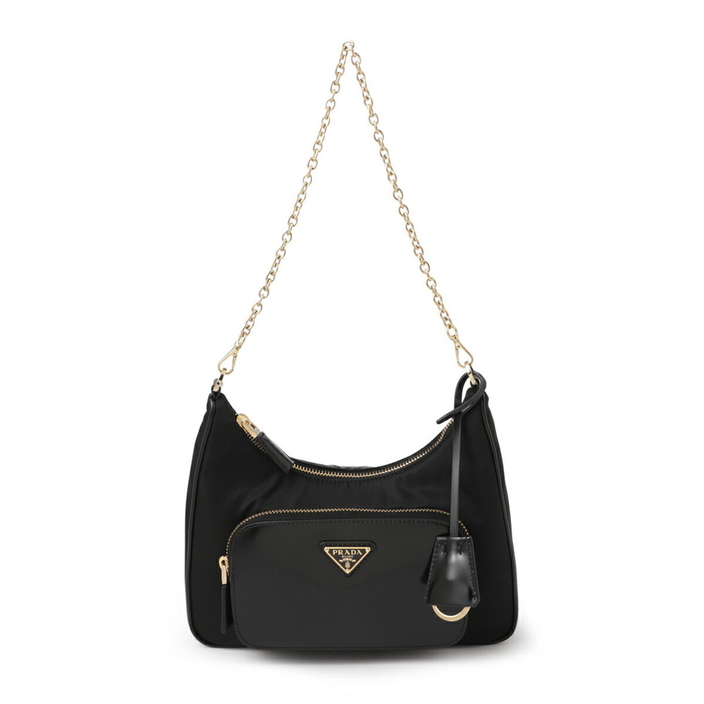 Prada Shoulder Bag Handbag Black Re Brushed Leather - Picture 2 of 8